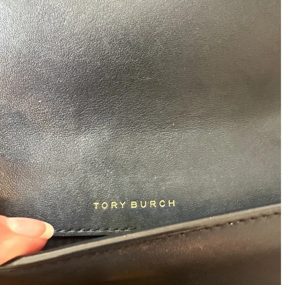 Tory Burch Georgia Quilted Turn Lock Mini Crossbody WOC Black‎
